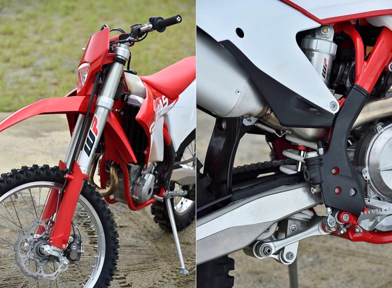 ガスガスEC 250F|フロントサス|リヤサス|林道で遊ぶ? コースで遊ぶ? ’22年型エンデューロマシンをJNCC王者・渡辺学が徹底テストライド!!〈後編〉