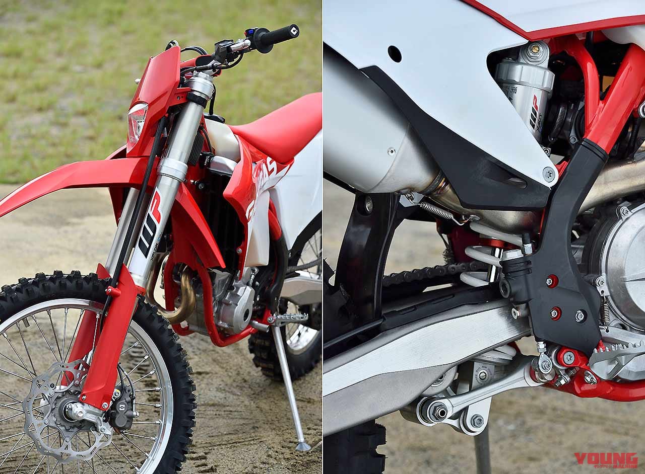 ガスガスEC 250F|フロントサス|リヤサス|林道で遊ぶ? コースで遊ぶ? ’22年型エンデューロマシンをJNCC王者・渡辺学が徹底テストライド!!〈後編〉