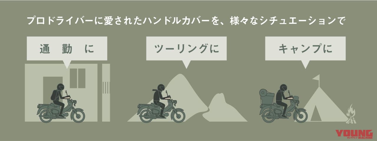 ヤママルト|ハンドルカバー|郵便屋さん御用達でソロキャンプ!? ハンターカブ&クロスカブ用のシブカワ系「ハンドルカバー」登場!