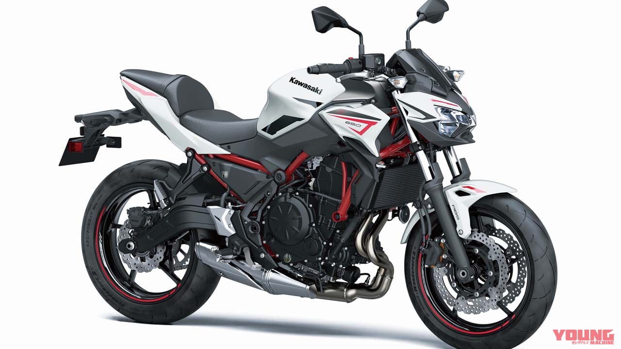 期待のZ650RSの兄弟モデル! カワサキ新型「Z650」の新色は白ボディに赤フレーム