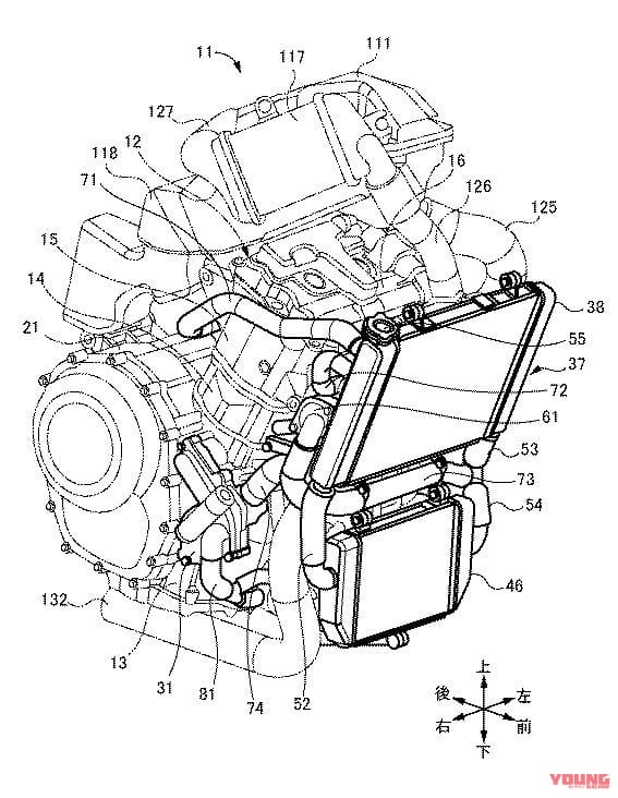 【特許図】【特許図】|スズキのターボバイク「リカージョン」計画は生きていた!? 冷却系統などの特許図が出現