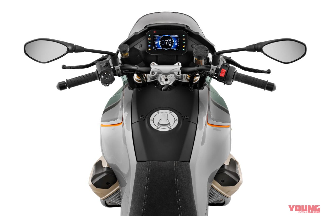 MOTO GUZZI V100 MANDELLO|モトグッツィ「V100マンデッロ」世界初公開! 電動アクティブエアロを初装備