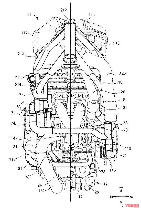 【特許図】|スズキのターボバイク「リカージョン」計画は生きていた!? 冷却系統などの特許図が出現