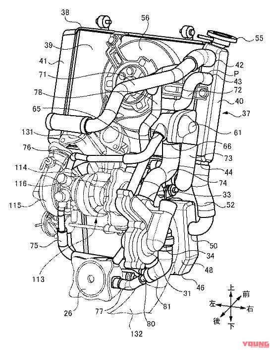 【特許図】【特許図】|スズキのターボバイク「リカージョン」計画は生きていた!? 冷却系統などの特許図が出現