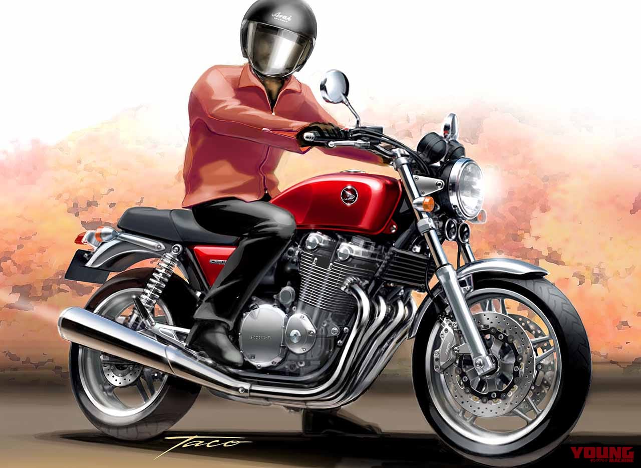 CB1100 レンダリングスケッチ|最後の空冷4発を徹底解剖:’10 初代ホンダCB1100メカ解説【開発資料を紐解く】