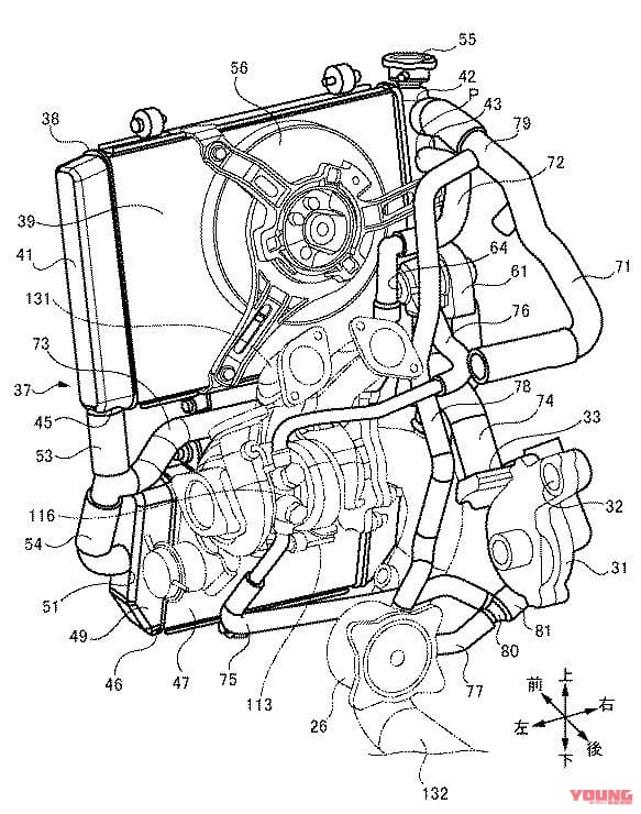 【特許図】|スズキのターボバイク「リカージョン」計画は生きていた!? 冷却系統などの特許図が出現