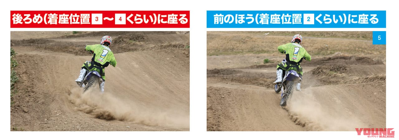 コーナリング|着座位置|違い|どこに? どのタイミングで? なぜ座る? シッティング大研究〈渡辺学のオフロードライディング指南|前編〉