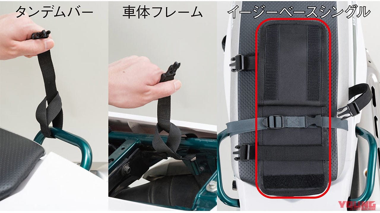タナックス|ツアーシェルケース シングル|MOTOFIZZ|アップマフラー用|取り付け|イージーベースシングル|オフ車乗りに朗報! アップマフラーモデルに最適な片持ちシェルケース〈タナックス〉