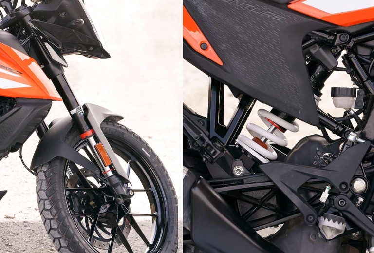 KTM 250アドベンチャー|フロントサス|リヤサス|KTM 250/390アドベンチャー試乗比較【ディテール編|取り回し軽快な単気筒マシン】