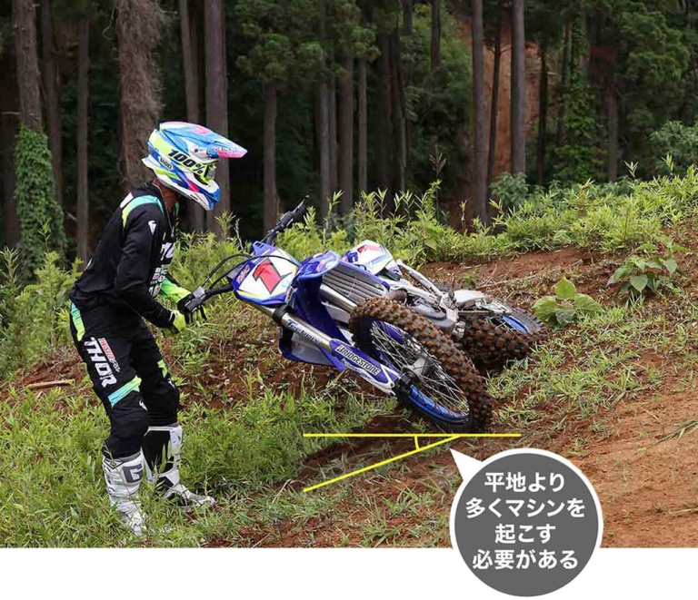 オフロードマシン|リカバリー|起こし方|転倒時に無理せず楽にマシンを起こす方法〈渡辺学のオフロードライディング指南〉