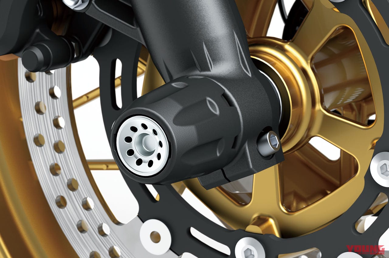 カワサキZ650RS|アクスルスライダー|各機能パーツも’70年代Zスタイル再現! 新型カワサキZ650RSディテール解説〈主要装備&アクセサリー編〉