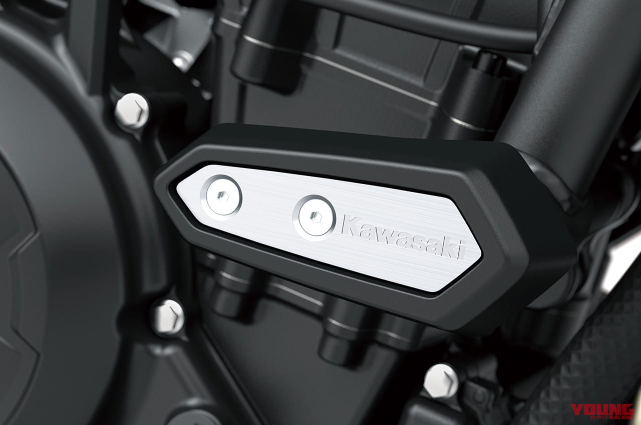 カワサキZ650RS|フレームスライダー|各機能パーツも’70年代Zスタイル再現! 新型カワサキZ650RSディテール解説〈主要装備&アクセサリー編〉