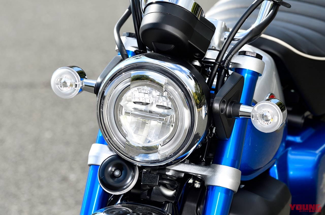 ホンダ モンキー125|ヘッドライト&フロントウインカー|ホンダ新型モンキー125&スーパーカブC125インプレッション【車両比較編:新規制対応モデルチェンジ】
