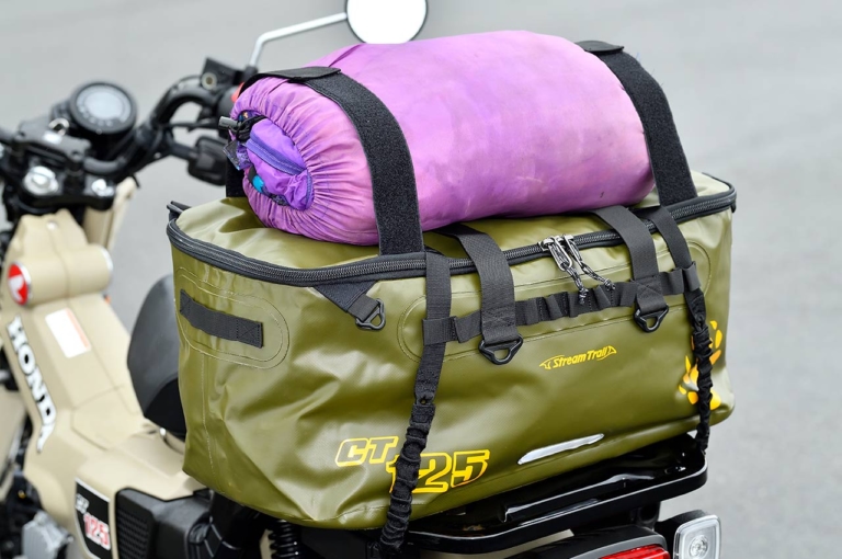 カブハウス ストリームトレイルバッグ55L CT125用|装着イメージ|ストリームトレイル×カブハウスのコラボ防水バッグ試用インプレ【オリジナルカラー&大容量55L】