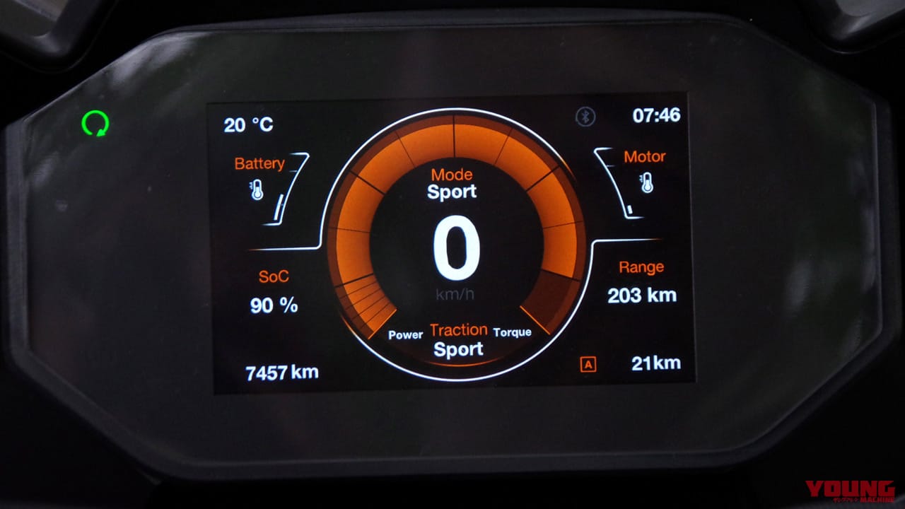 ゼロモーターサイクルズ SR/S|メーター|驚異の加速! 電動ツアラー・ゼロモーターサイクルズ「SR/S」試乗インプレッション