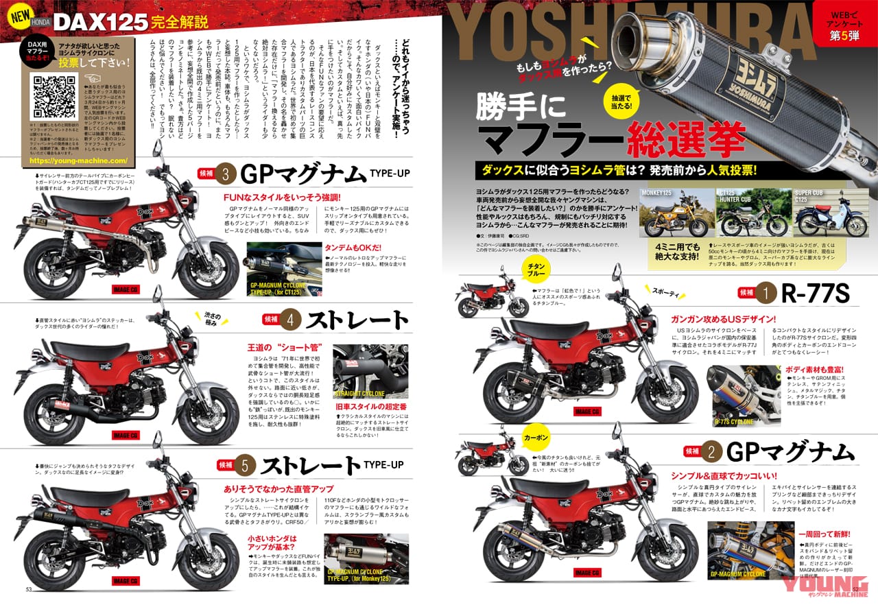 新型ダックス125用マフラーが5種も登場 3 26 土 13 30 東京モーターサイクルショー ヨシムラブースのトークショーに注目 Webヤングマシン 新車バイクニュース 新型ダックス125用マフラーが5種も登場 3 26 土 13 30 東京モーターサイクルショー ヨシムラブースのトークショーに注目 Webヤングマシン 新車バイクニュース