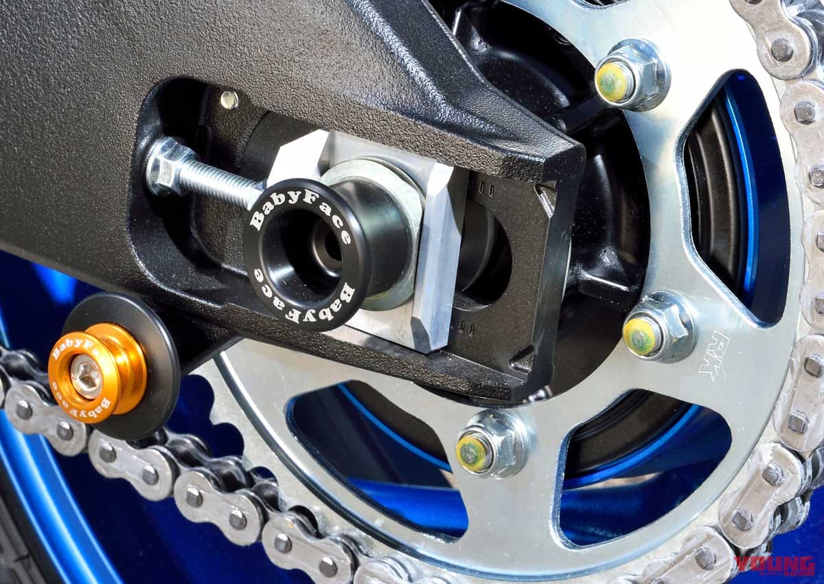 GSX-S1000 アクスルプロテクター|ベビーフェイス|ベビーフェイスGSX-S1000カスタム【操る楽しみをスープアップするオリジナルパーツ】
