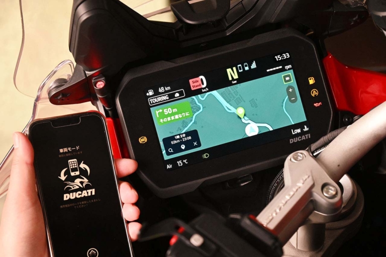 ムルティストラーダ ディスカバージャパントリップ ナビ画面|ムルティストラーダで探す「美しい日本の春」! ヤンマシチームの”冒険旅”レポート【中編:西伊豆〜京都】