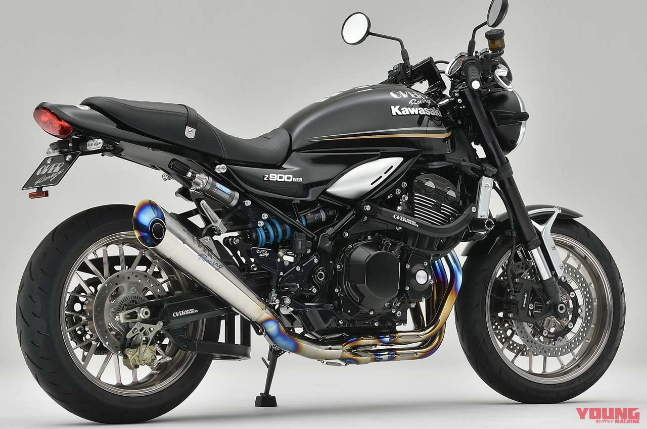 オーヴァーレーシング フルチタンメガホンマフラー|カワサキZ900RSシリーズ・カスタムパーツカタログ〈マフラー#2|SP忠男/ストライカーetc.〉