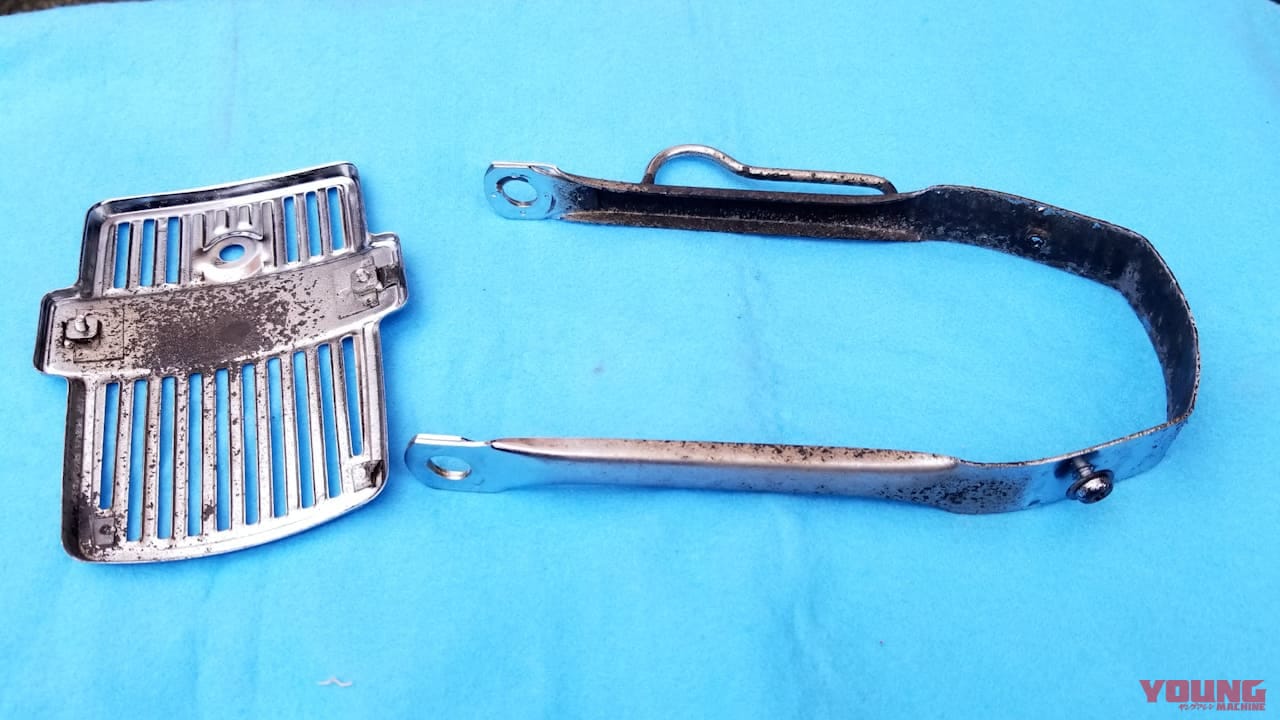 ヤマハ メイト70|サビ取り後|劇的サビ落とし! バイク用サビ取り剤の使い勝手が最高だった【メッキ部品を漬けるだけで手間もなし】