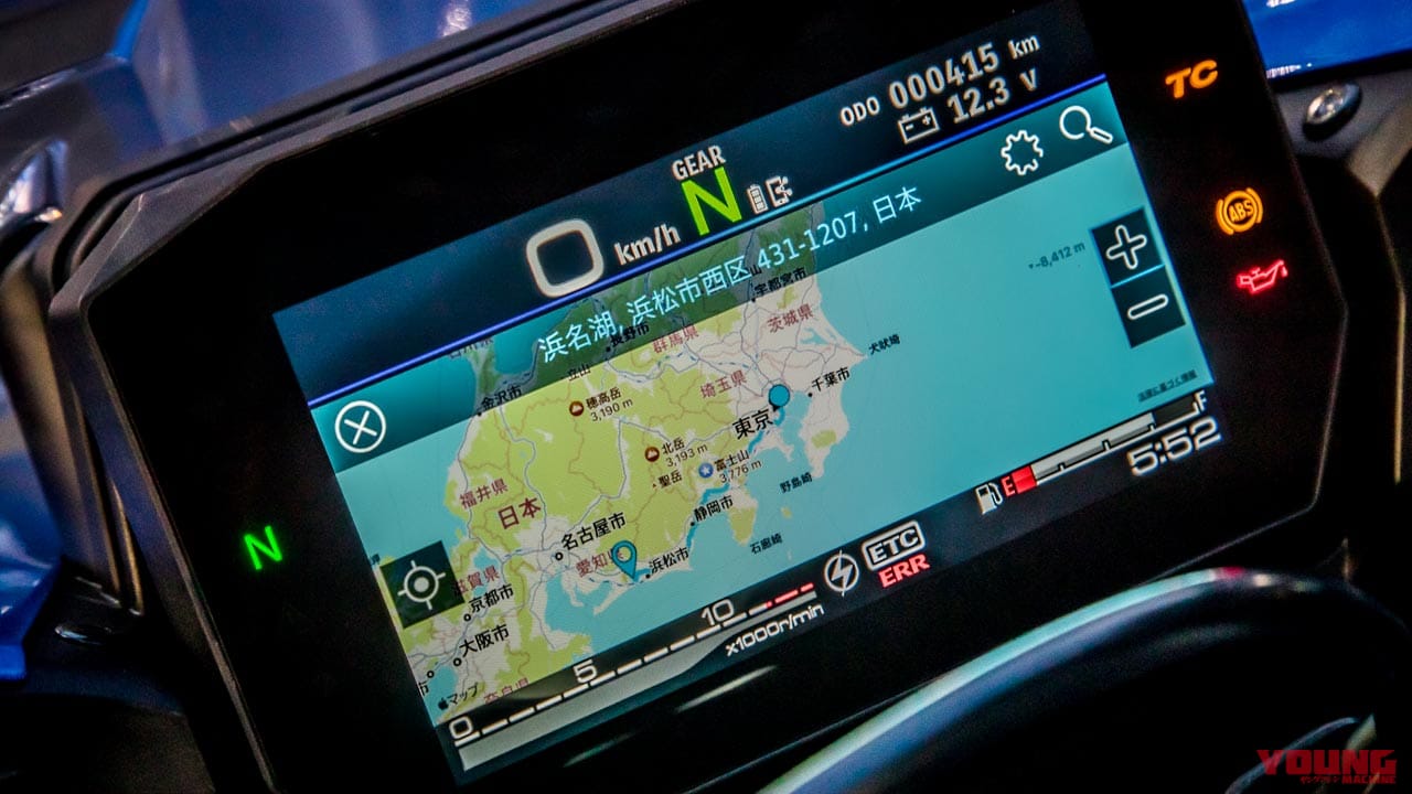 SUZUKI mySPIN ナビ画面イメージ|国内4メーカーの採用車種と機能を一挙紹介!【スマホと “つながる”バイク最新事情】