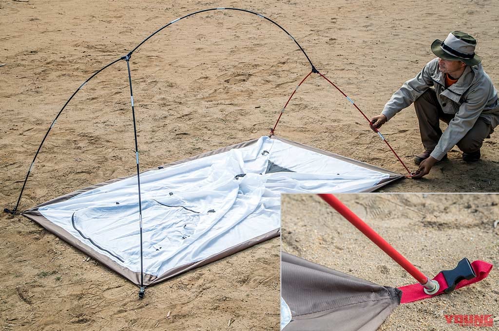 テント|キャンプツーリングならこれだ! ワークマンの設営カンタンドーム型テント【ベーシック ドームテント/ミシックツーリングテントAG】