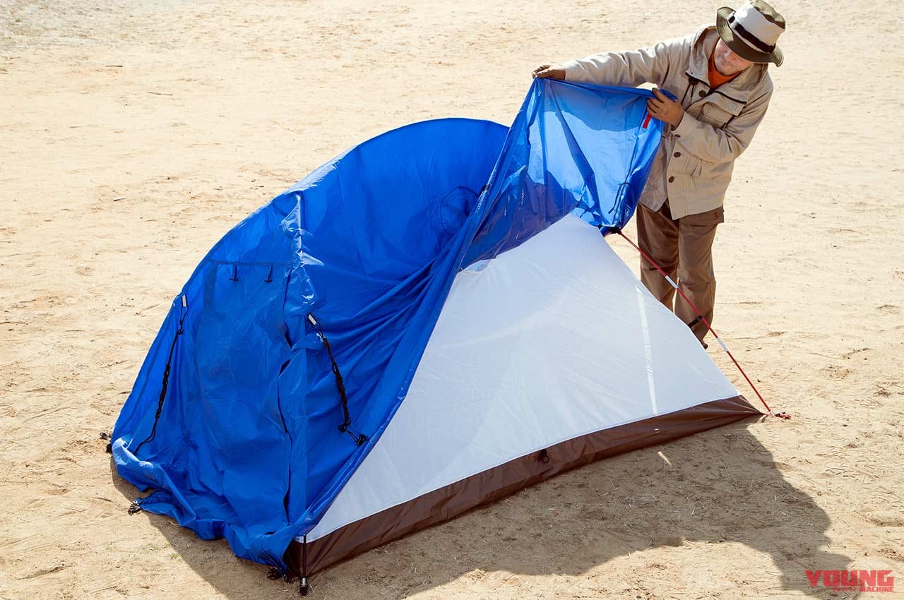 テント|キャンプツーリングならこれだ! ワークマンの設営カンタンドーム型テント【ベーシック ドームテント/ミシックツーリングテントAG】