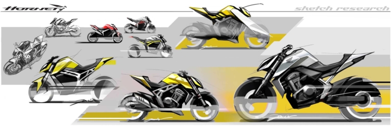 Dynamic sketches of the new Hornet concept|ホンダが新型「ホーネット」のデザインスケッチ公開!! ローマのR&Dが表現するアグレッシブさ
