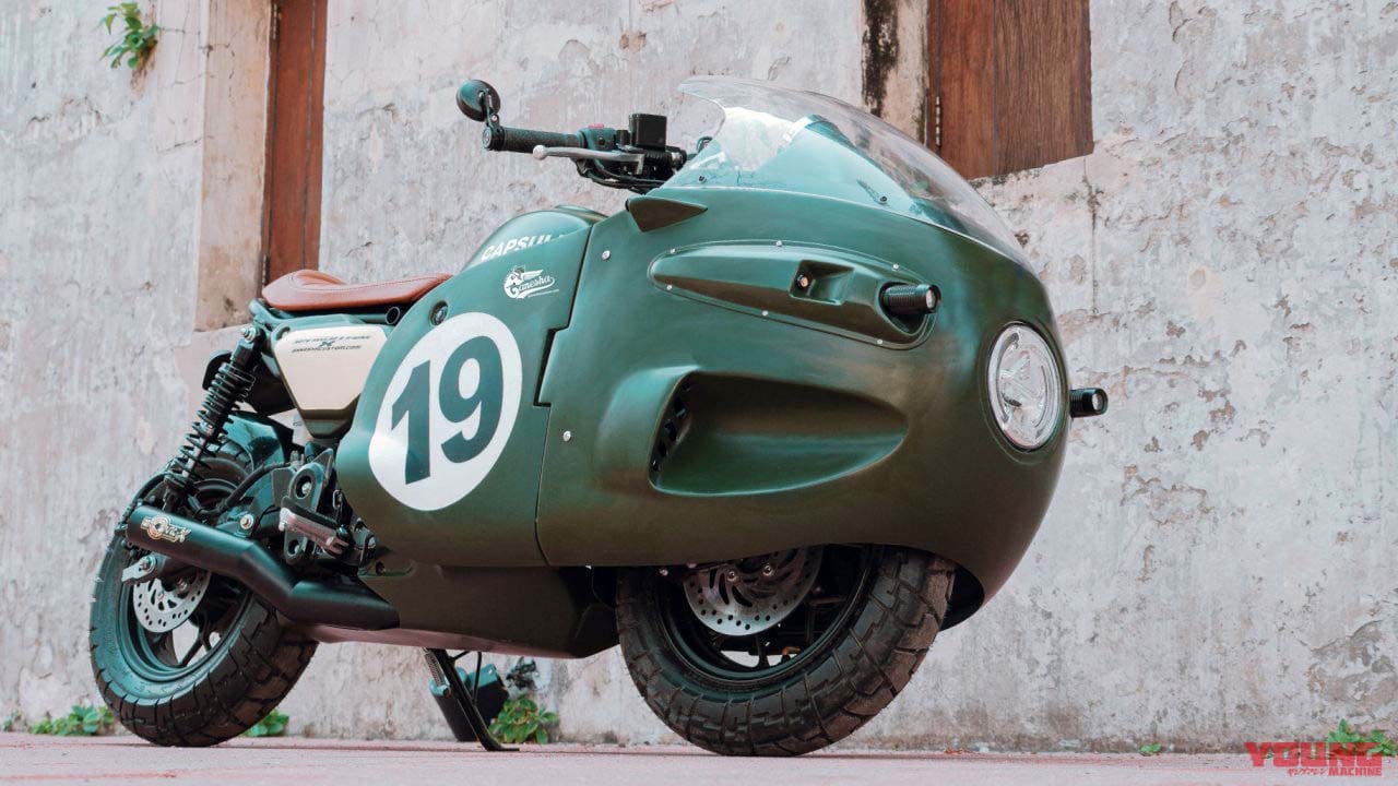 鳥山明かV型8気筒レーサーか?! モンキー125のカスタム車「レーサーレプリカ・ガネーシャ」がイカス!