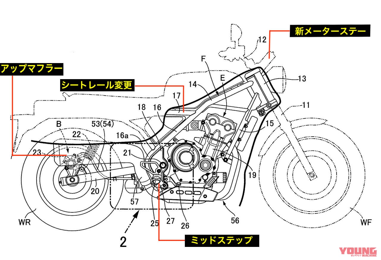 CL|特許図版|ホンダCL250/CL500続報:60万円切りで’23年デビューか?【YM未来予想】