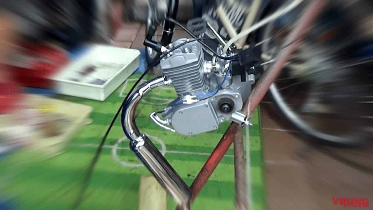 モペット用エンジン単体始動テスト|震えるエンジン|Amazonで買った中国製の自転車用エンジン、本当に動くのか? 始動テストしてみた〈自作モペット製作記 #3〉