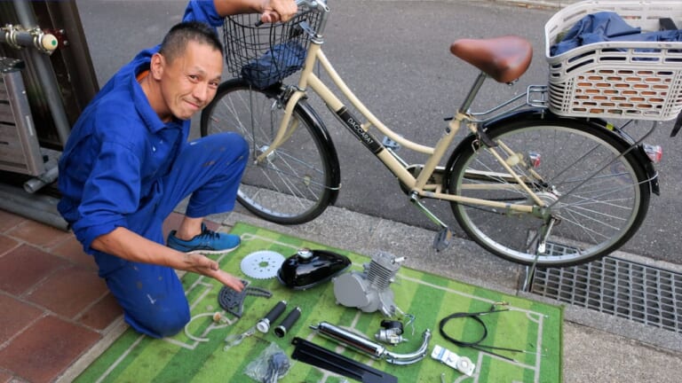 自作モペット #4 スプロケット|部品|中国製の自転車エンジン、取り付けにはブレーキの取り外しが必要だった…! スプロケット増設編〈自作モペット製作記 #4〉