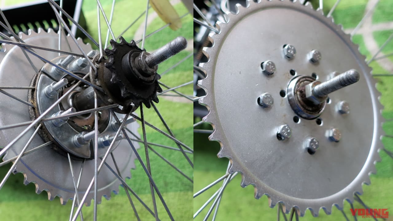 自作モペット #4 スプロケット|中国製の自転車エンジン、取り付けにはブレーキの取り外しが必要だった…! スプロケット増設編〈自作モペット製作記 #4〉
