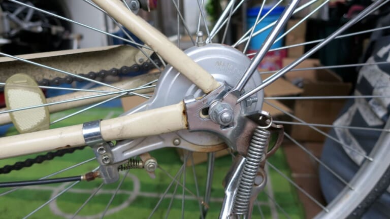 自作モペット #4 スプロケット|バンドブレーキ|中国製の自転車エンジン、取り付けにはブレーキの取り外しが必要だった…! スプロケット増設編〈自作モペット製作記 #4〉