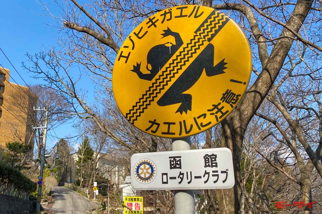 轢かれたカエル に 人が乗ったウマ 北海道には激レアな標識や看板が多い 北海道民がイチ押しを紹介 Webヤングマシン 新車バイクニュース