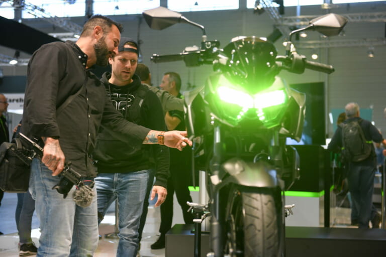 Kawasaki unveils EV production prototype at Intermot