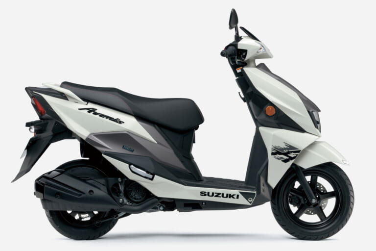 2024 SUZUKI AVENIS125 パールミラージュホワイト/マットフィブロイングレーメタリック|スズキ アヴェニス125〈いま国内で買える新型バイクカタログ|原付二種(125-51cc)〉