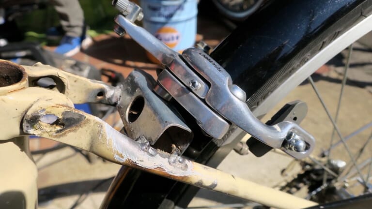 自作モペット製作記 #8|後輪ブレーキ用ステー溶接|ママチャリ改造バイクついに完成! コレが本当の原動機付自転車だっ!!〈自作モペット製作記 #8〉