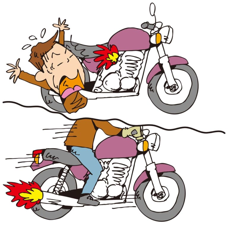 バックファイアーとアフターファイアーのイメージ|Q23:アフターファイアー? バックファイアー?? 何が違うの【30秒でわかる! バイクの疑問】