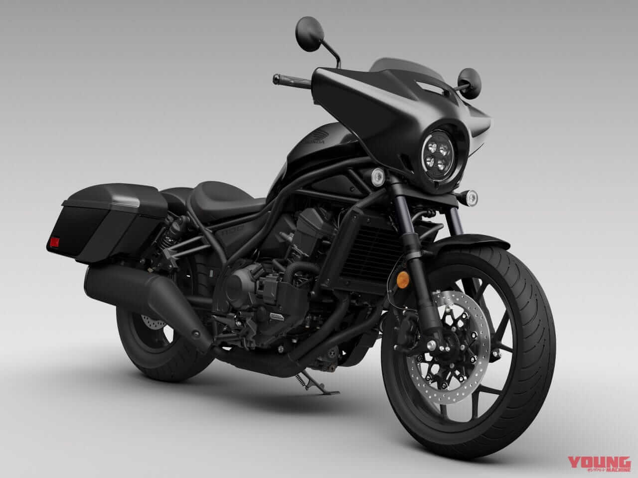 ホンダ|レブル1100T|欧州仕様|2023年モデル|ホンダ新型「レブル1100T」見参! 話題のツーリングバージョンはハーフフェアリングとパニア装備【海外】