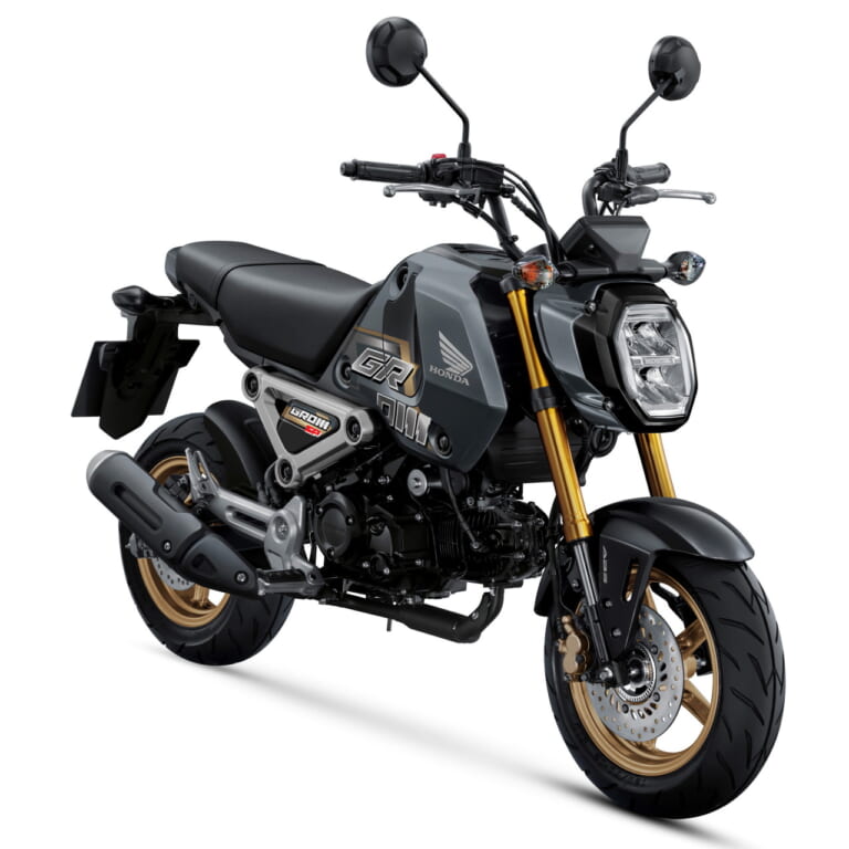 ホンダ|グロム|欧州仕様|2023年モデル|ホンダ「グロム」に新色! 大胆ロゴ&ゴールドホイールの“グレー”と個性強めの“ブルー”【欧州】