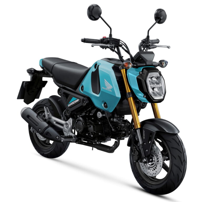 ホンダ|グロム|欧州仕様|2023年モデル|ホンダ「グロム」に新色! 大胆ロゴ&ゴールドホイールの“グレー”と個性強めの“ブルー”【欧州】
