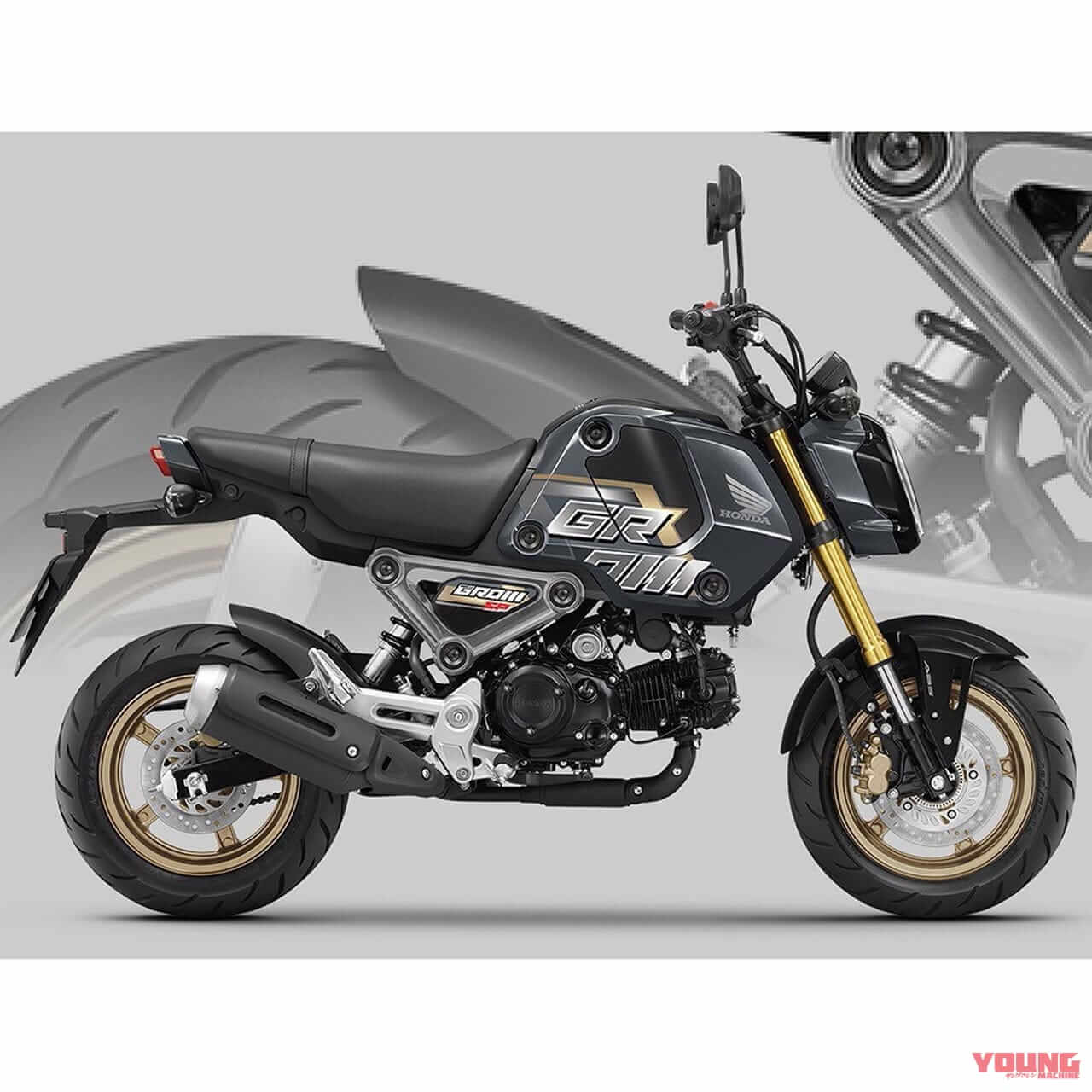 |ホンダ「グロム」に新色! 大胆ロゴ&ゴールドホイールの“グレー”と個性強めの“ブルー”【欧州】