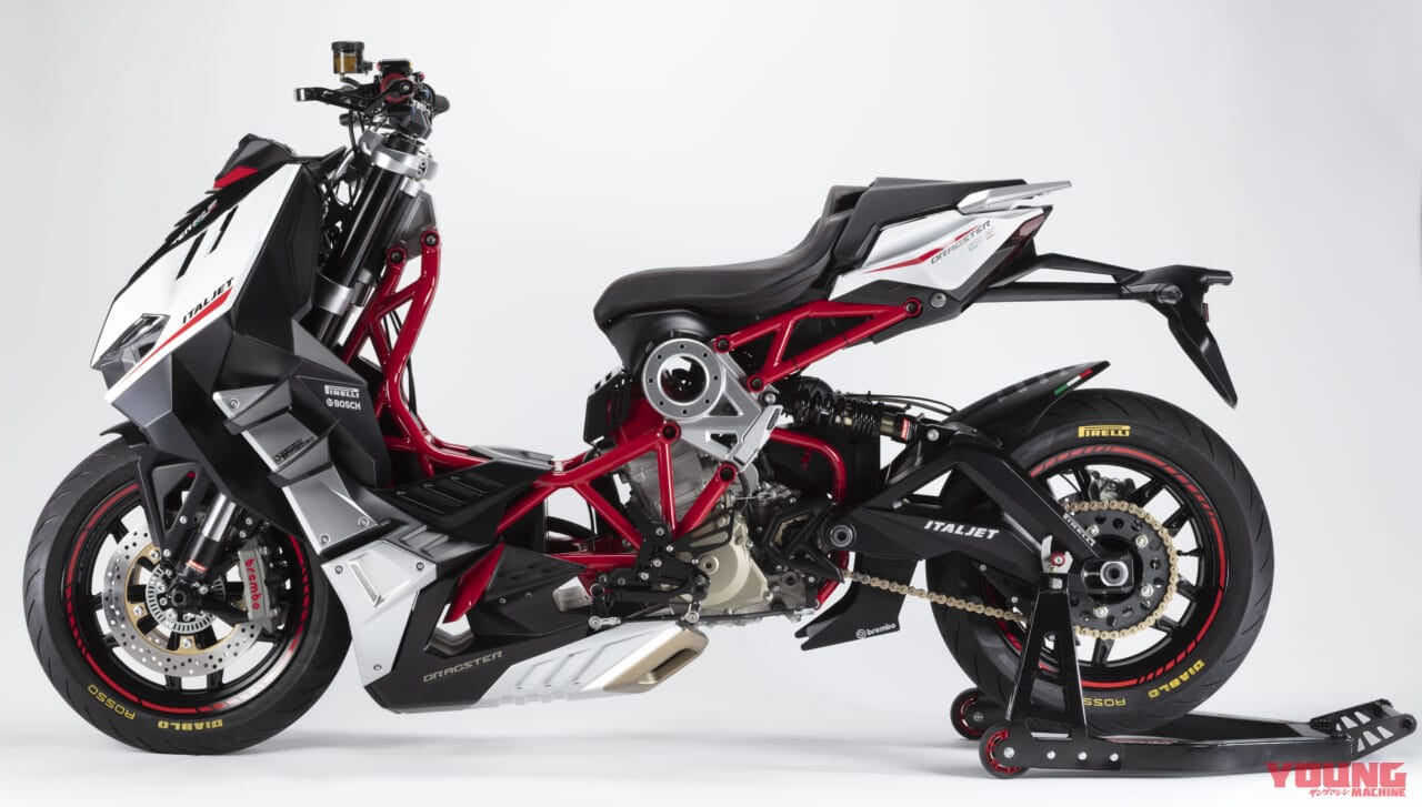 イタルジェット|ドラッグスター500GPコンセプト|異形のスクーター、超級続編!! イタルジェット「ドラッグスター500GP」「ドラッグスター#e01エレクトリック」がEICMAに登場