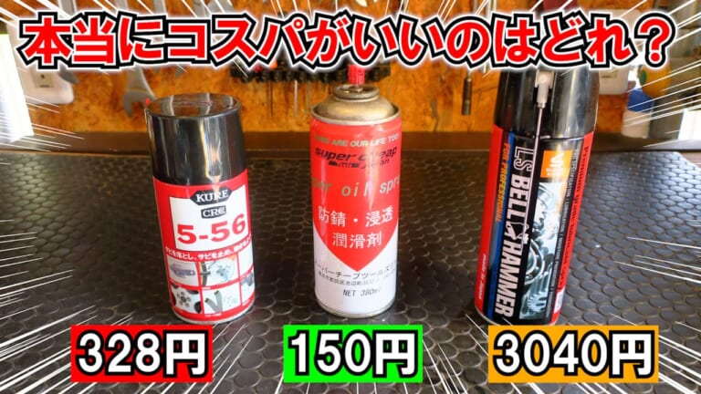 実はこんなに違う! 潤滑スプレー比較テスト【本当にコスパがいいのはどれ？】