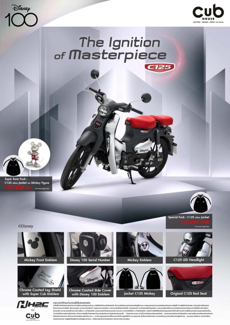 ホンダ|C125|ディズニーリミテッドエディション|ホンダ「スーパーカブC125 限定エディション」ディズニー仕様で登場! クローム風レッグシールド&サイドカバーが光る【海外】