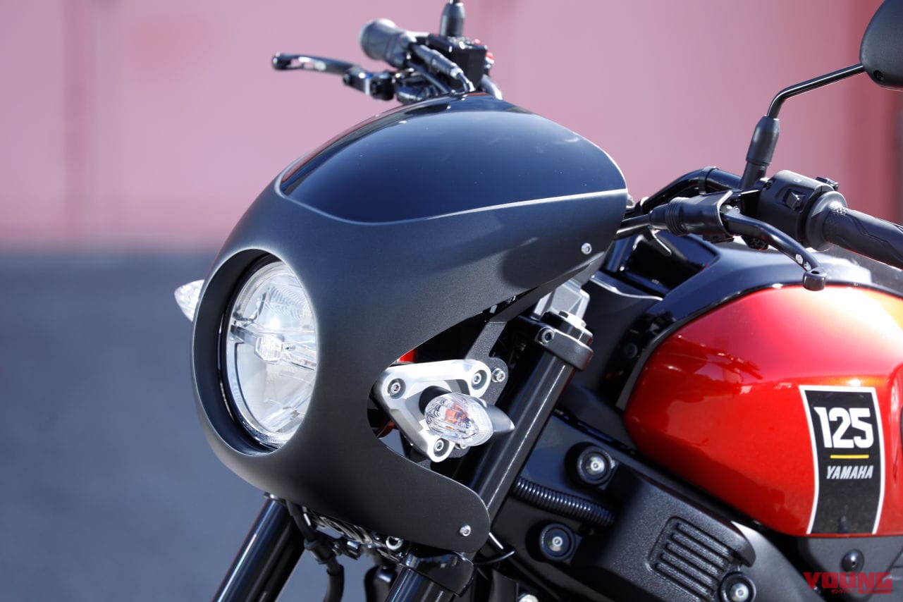ヤマハ|XSR125|カスタム|ロケットカウルにシフターも販売確定! ヤマハ125軍団はアクセサリーも超充実【XSR125、YZF-R125/R15、MT-125詳報】