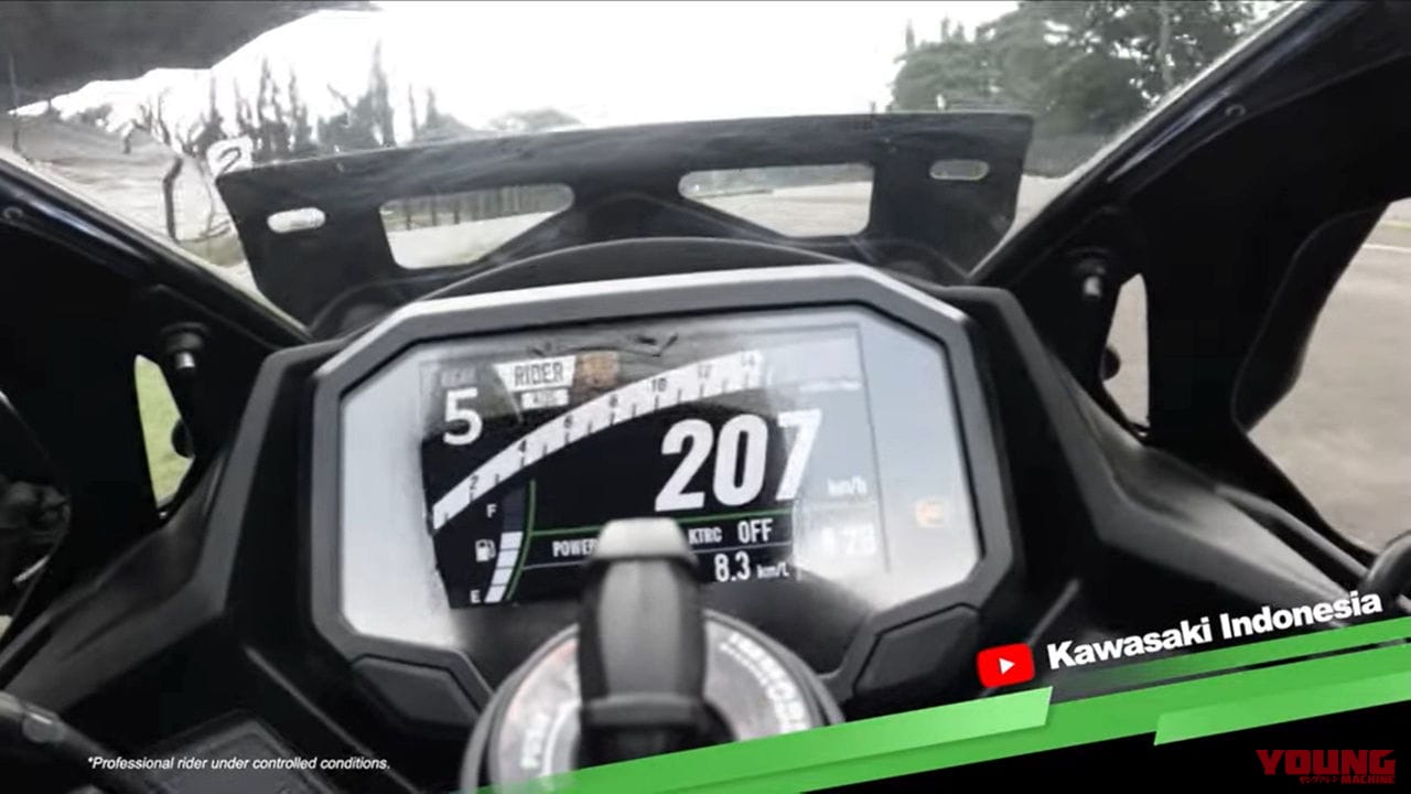 カワサキ|ニンジャZX-4RR|インドネシア仕様|2023年モデル|カワサキ「ニンジャZX-4RR」の最高速が判明!! 走行動画ほか公開、ニーゴー4気筒とは音が全然違うぞ!【海外】