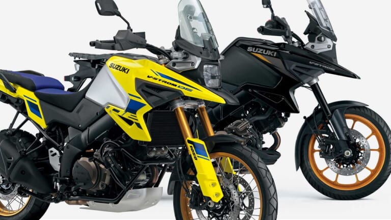 前輪21インチ版！ スズキが新型車「Vストローム1050DE」を発売、「Vストローム1050」は一部仕様を変更