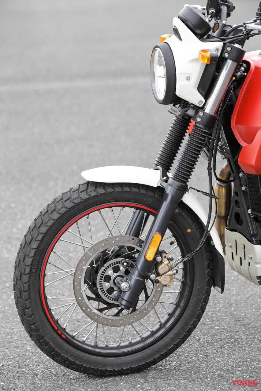 ロイヤルエンフィールド スクラム411|フロント|ロイヤルエンフィールド スクラム411試乗インプレッション【フロント19インチ化で万能度アップ!】